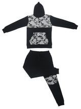 Bahob® Boys Activewear 2 Piece Fleece Pull Over Hoodie & Joggers Camouflage Contrast. - Bahob