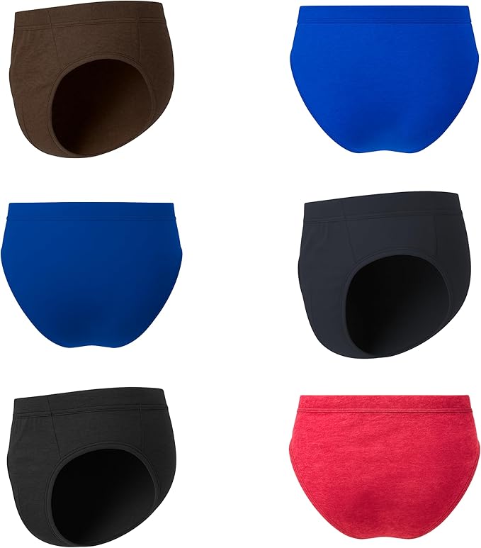Bahob® 6 Pack Men's Underwear Briefs Ribbed Slips, Ultra Soft Sports Cotton Blend Slips Briefs