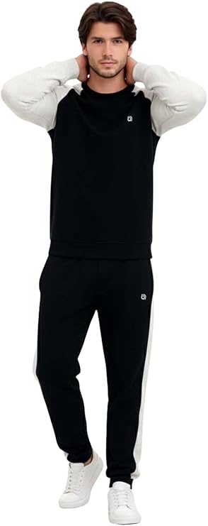 Bahob® Mens Tracksuit Set 2 Piece Sweatshirt and Joggers for Men Fleece Tracksuit Sets Gym Casual Exercise Running Sport Lounge Wear