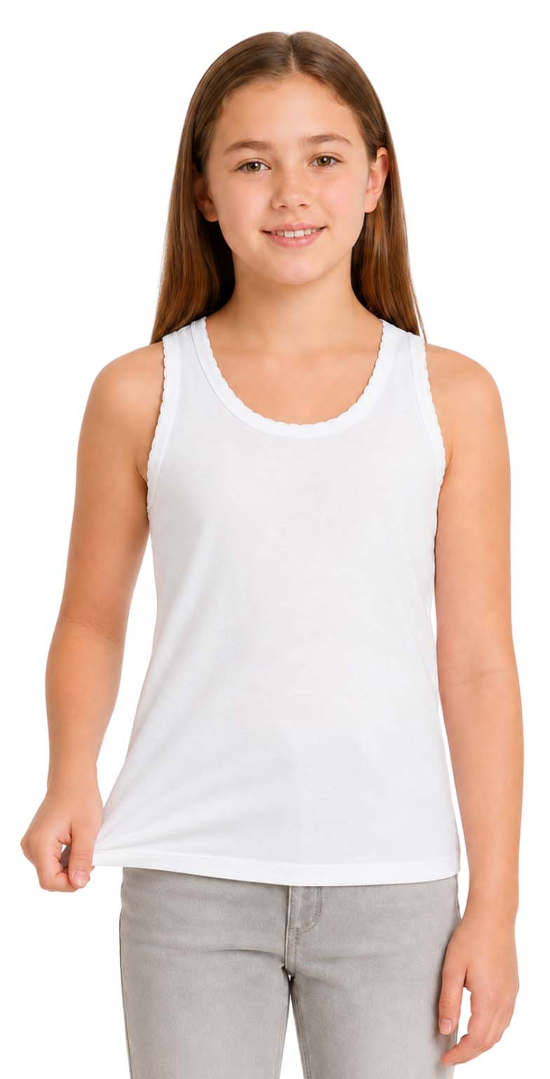 Bahob® 6 Pack Girl's Underwear Vests Soft Cotton Tank Tops Kids Sleeveless Vests Undershirts Cotton 5-14 Years