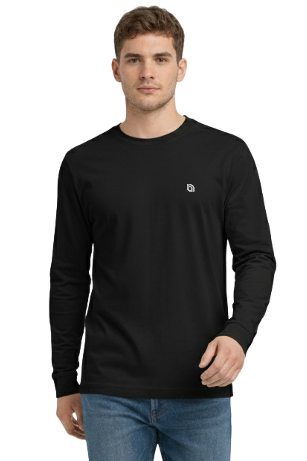 Bahob® 2 Pack Men's Long Sleeve T-Shirt Top Round Neck Full Sleeve T-Shirt Soft Cotton