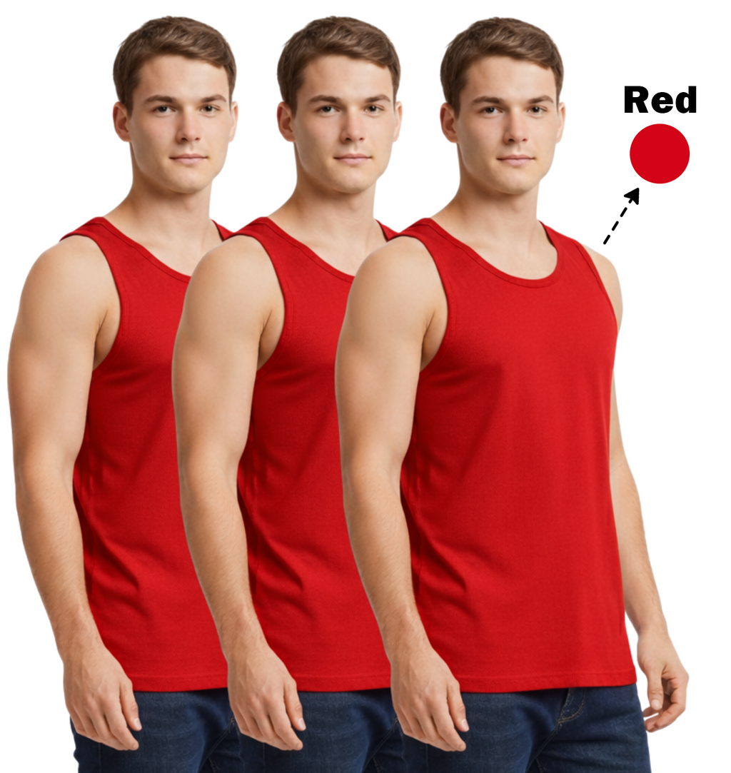 Bahob® New Men's Vest Multi Pack Lot Basic Regular Fitted Cotton Tank Top Athletic Soft Assorted Pack of 3