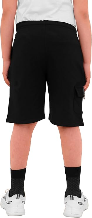 2 Pack Boys Cargo Shorts with Pockets Kids Terry Fleece Short Summer Shorts Elasticated Waistband 5-14 Years