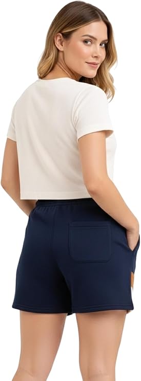 Bahob® 1 & 3 Pack Women's Fleece Short Summer Shorts with Elasticated Waistband 3 Pockets Knee Length Sweat Shorts Jogging Sport Workout Hiking Gym Athletic Running Shorts S-3XL