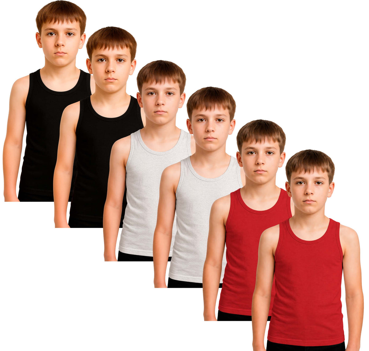 Bahob® 6 Pack Boy's Underwear Vests Soft Cotton Tank Tops Kids Sleeveless Vests Undershirts 100% Cotton