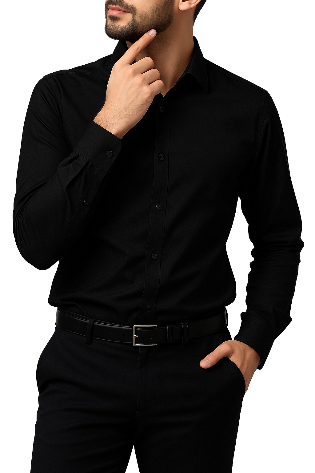 Bahob® Men's Formal Dress Shirt Long Sleeve Mens Dress Shirt 100% Cotton Plain Business Wedding Work Causal Button Down Shirts for Men with Pocket S-3XL
