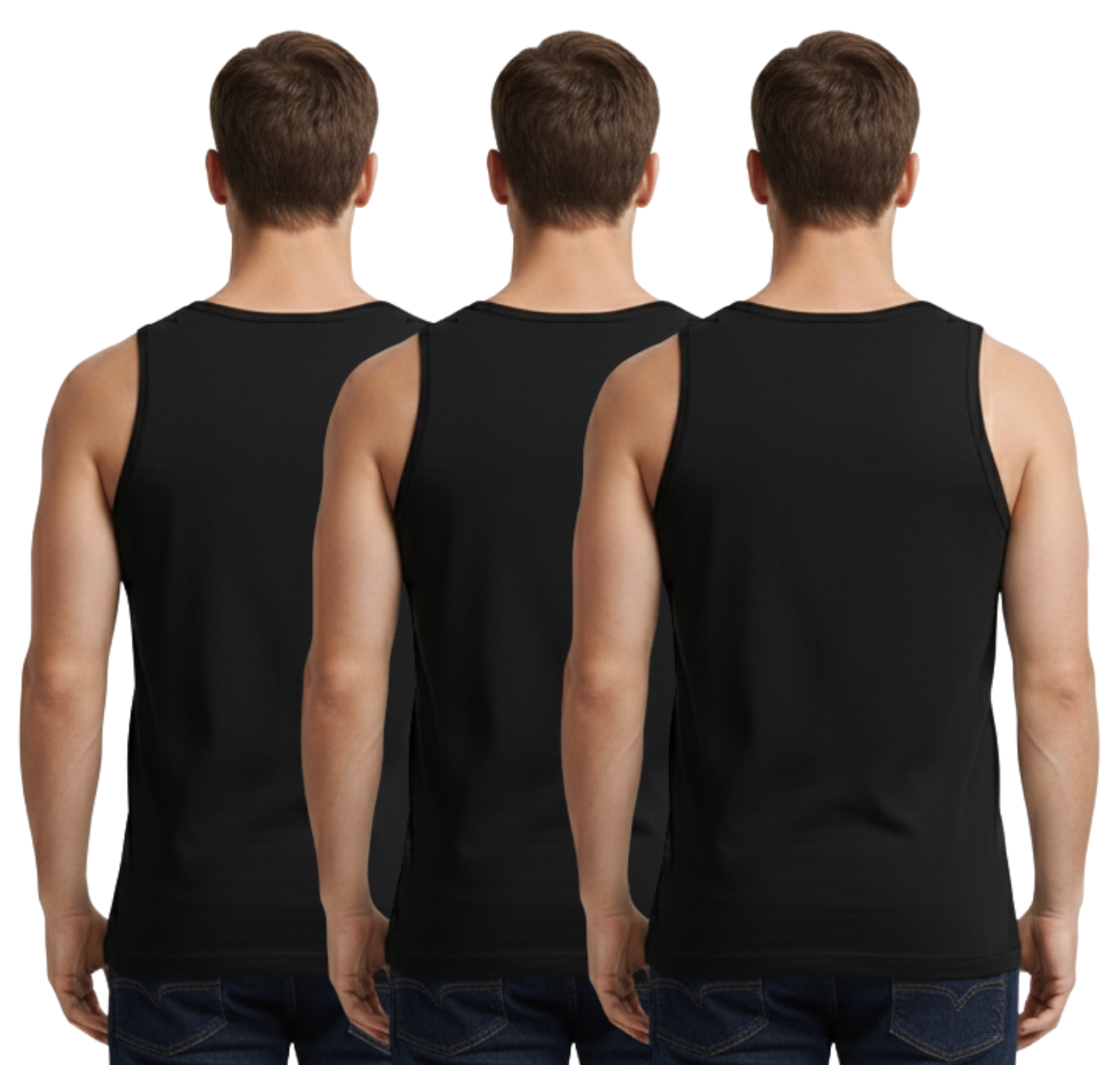 Bahob® New Men's Vest Multi Pack Lot Basic Regular Fitted Cotton Tank Top Athletic Soft Assorted Pack of 3