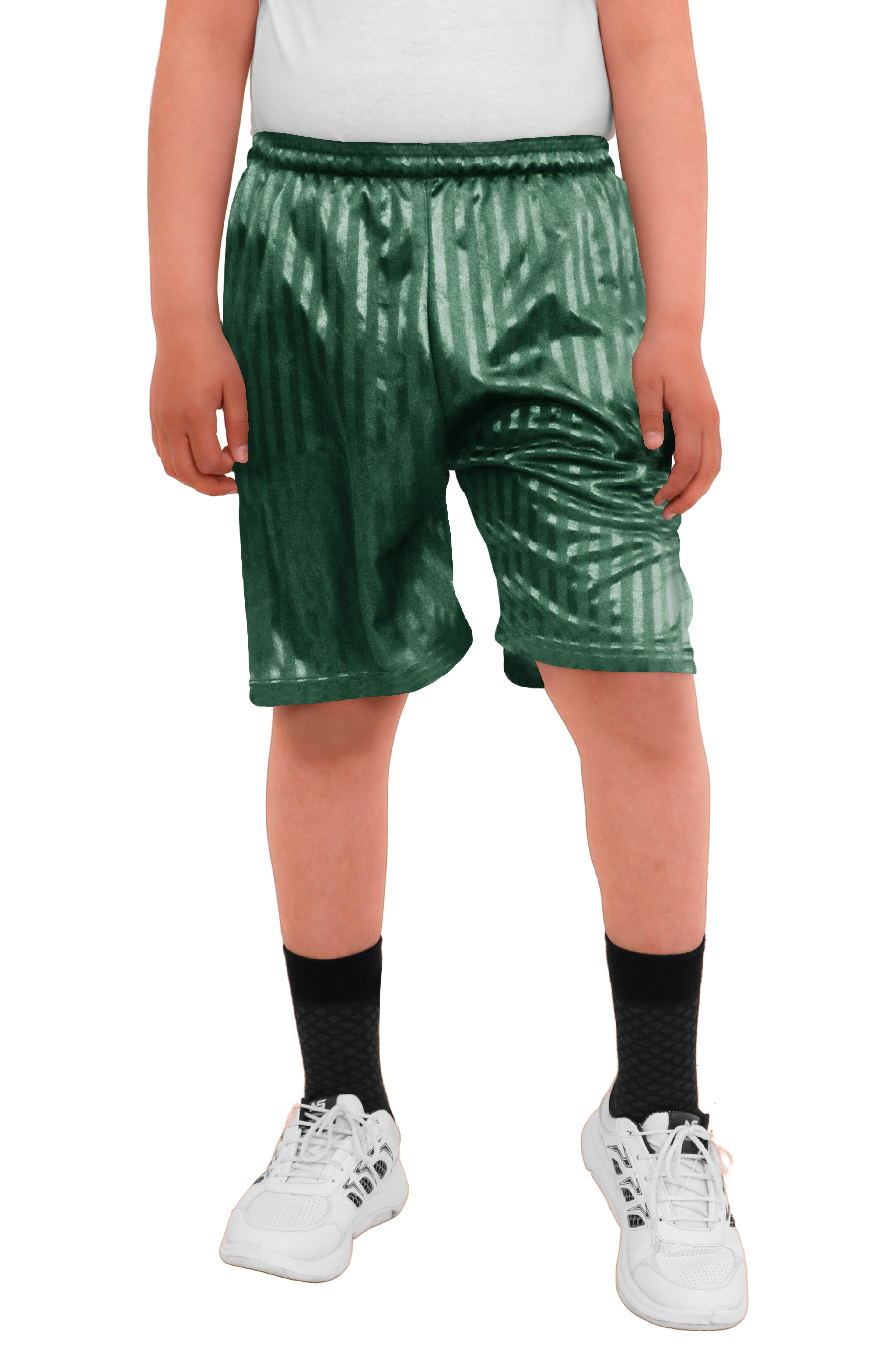 2 Pack Boys Girls Unisex Shadow Stripe Gym Sports Football Games School PE Shorts 5 to 14 Years