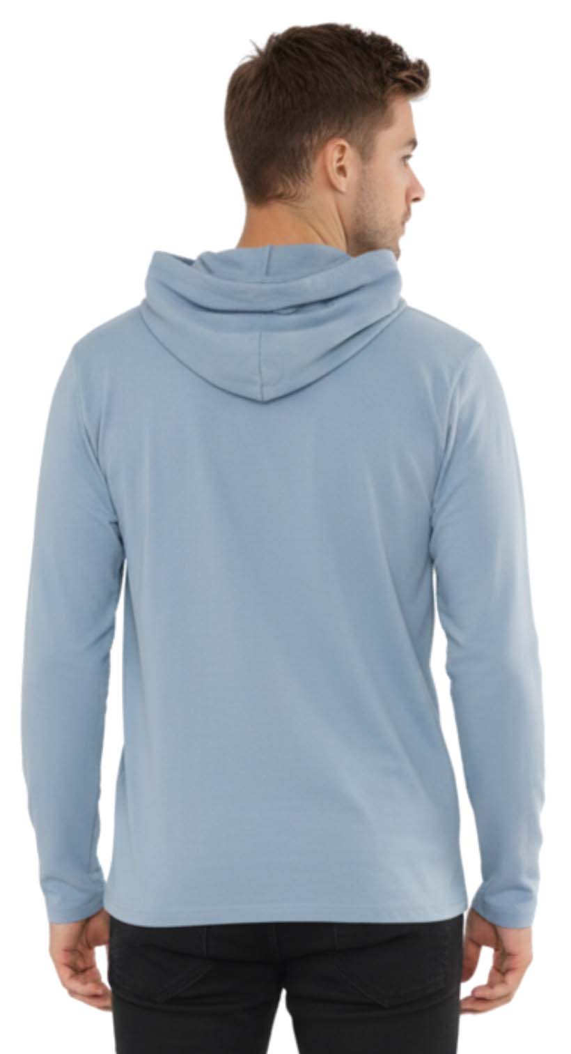 Men's Lightweight Jersey Pullover Hoodie Long Sleeve Hooded T-Shirt for Gym & Everyday Wear S-3XL