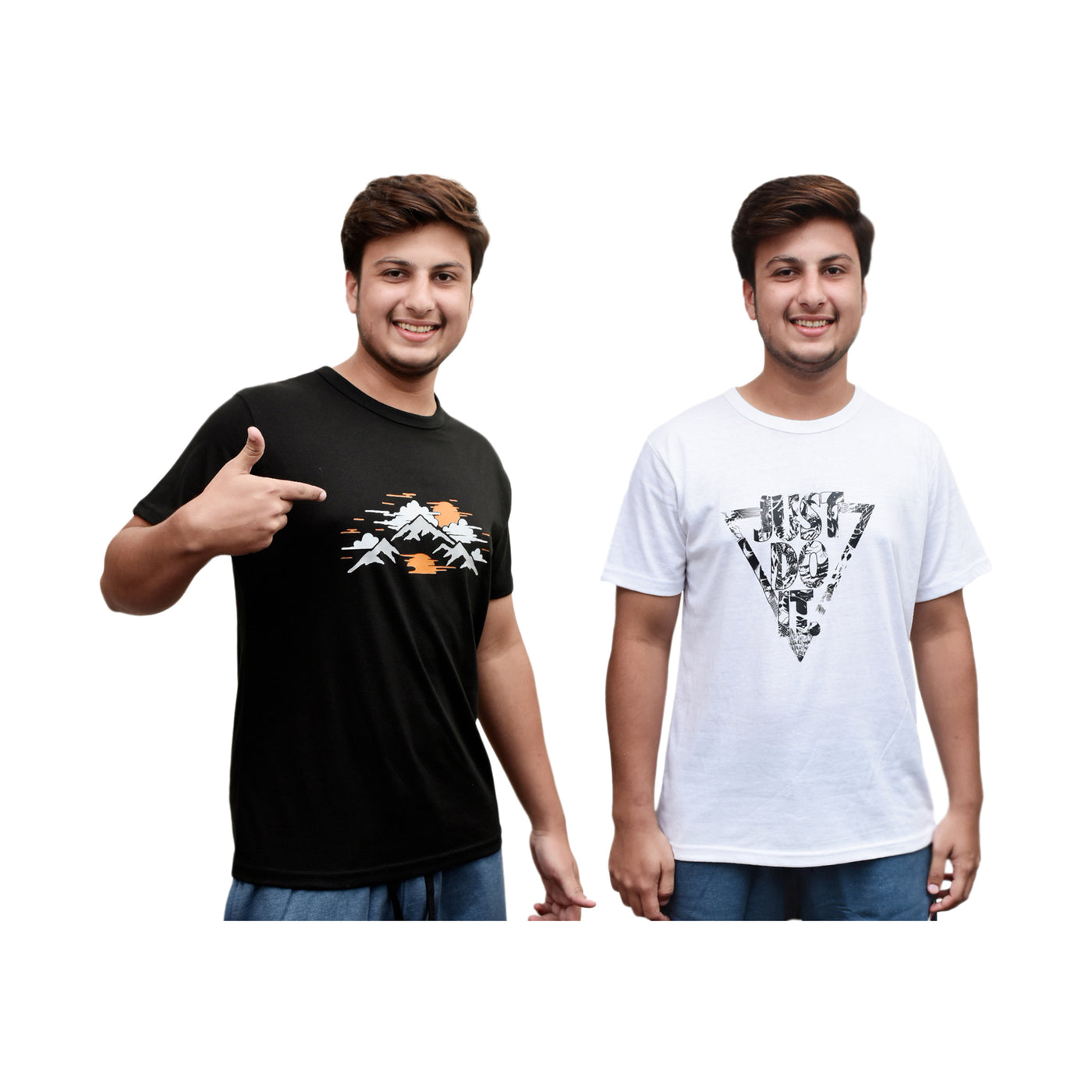 Bahob® 2 Pack Men's T-Shirts Short Sleeve Printed T Shirts for Men Round Neck Cotton Tops Shirt S-3XL
