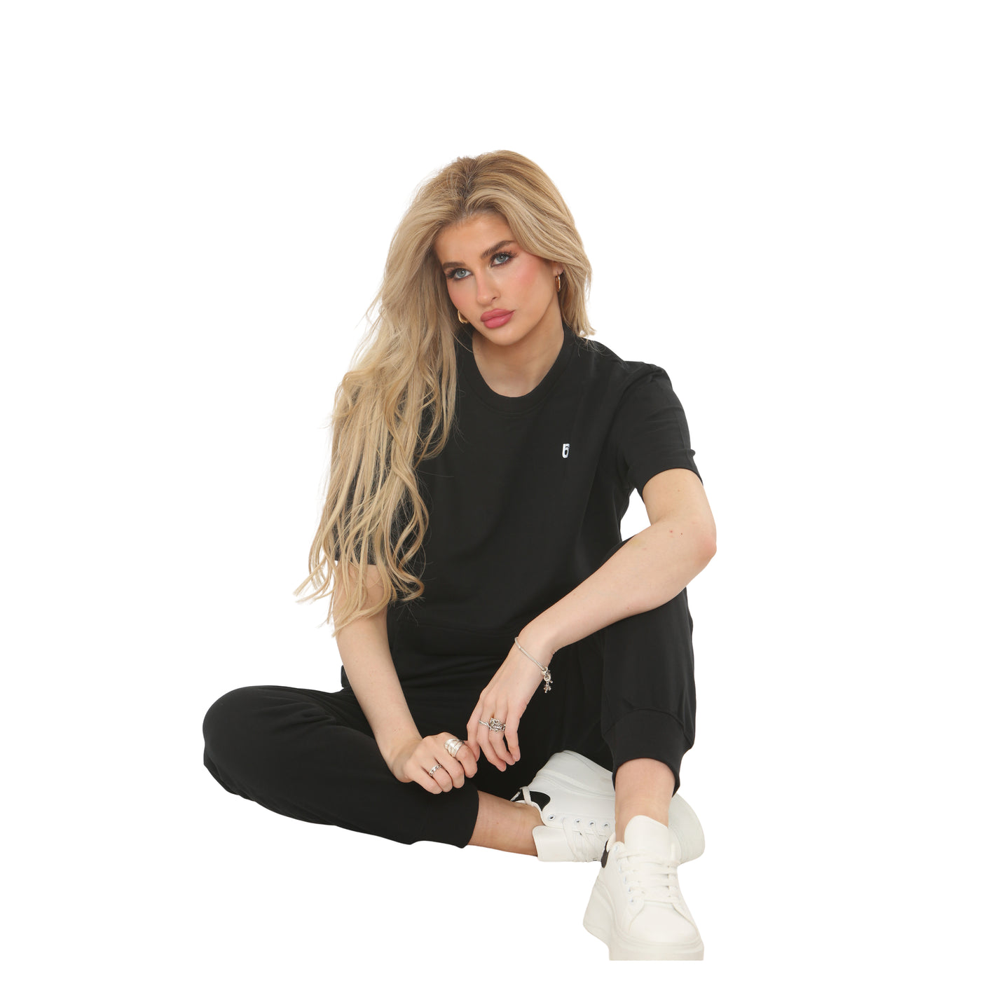 Women’s Sportswear Set, 2 Piece Women Track Suit Short Sleeve and Jogger Pants with Pockets Terry Fleece Ladies Tracksuits Activewear Gym Wear Set XS-XL