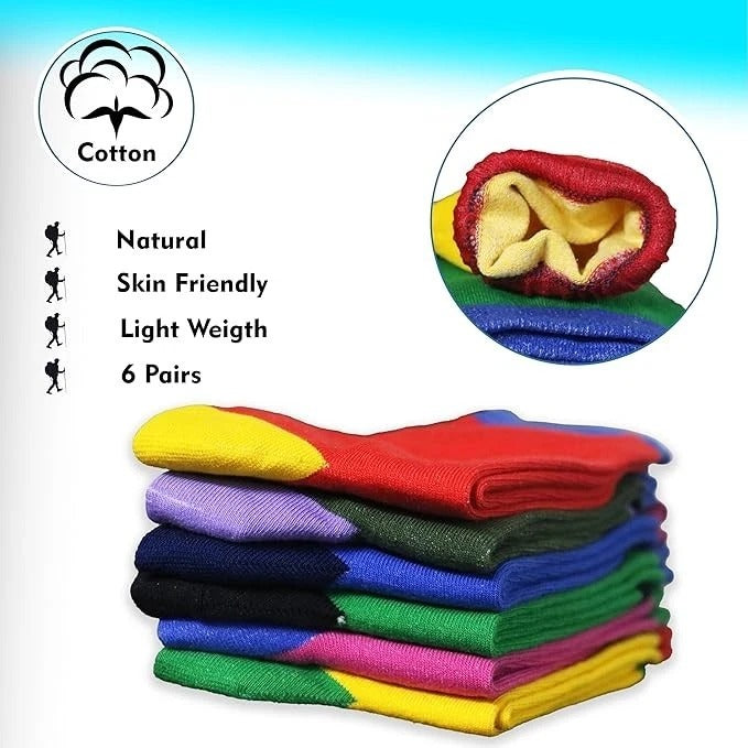 Mens Socks 6 Pairs Coloured Design Socks Smart Suit Work Golf Cotton Blend 6-11