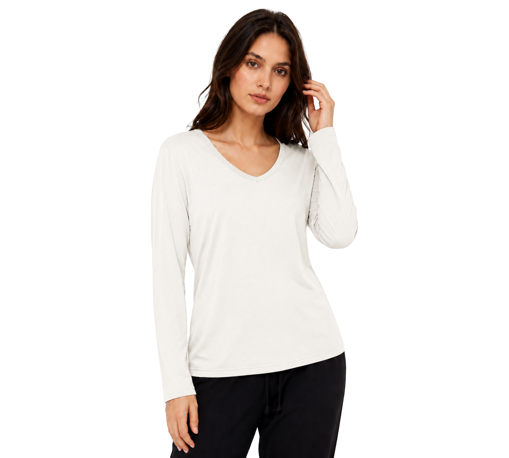 2 Pack Women's Classic Fit Long Sleeve V Neck T-Shirt Multipacks Ladies Long Sleeve T-Shirt Top S-XXL