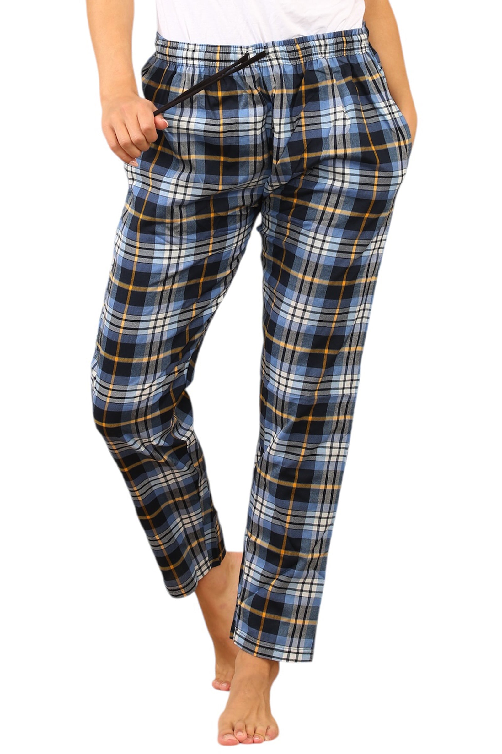 Bahob® 2 Pack Women's Check Pajama Bottom, Soft Cotton Lounge Wear Trousers Sleepwear Nightwear for Women S-XXL