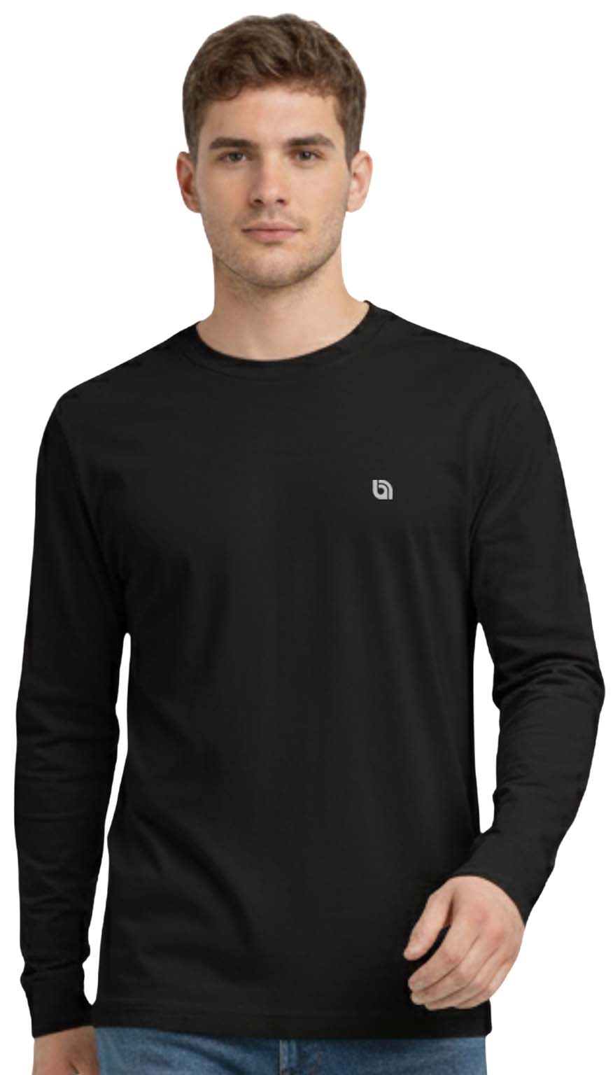 Bahob® 3 Pack Men's Long-Sleeved T-Shirt Round Neck T-Shirts Comfortable Crewneck Neck Tops for Men Soft Cotton S-3XL