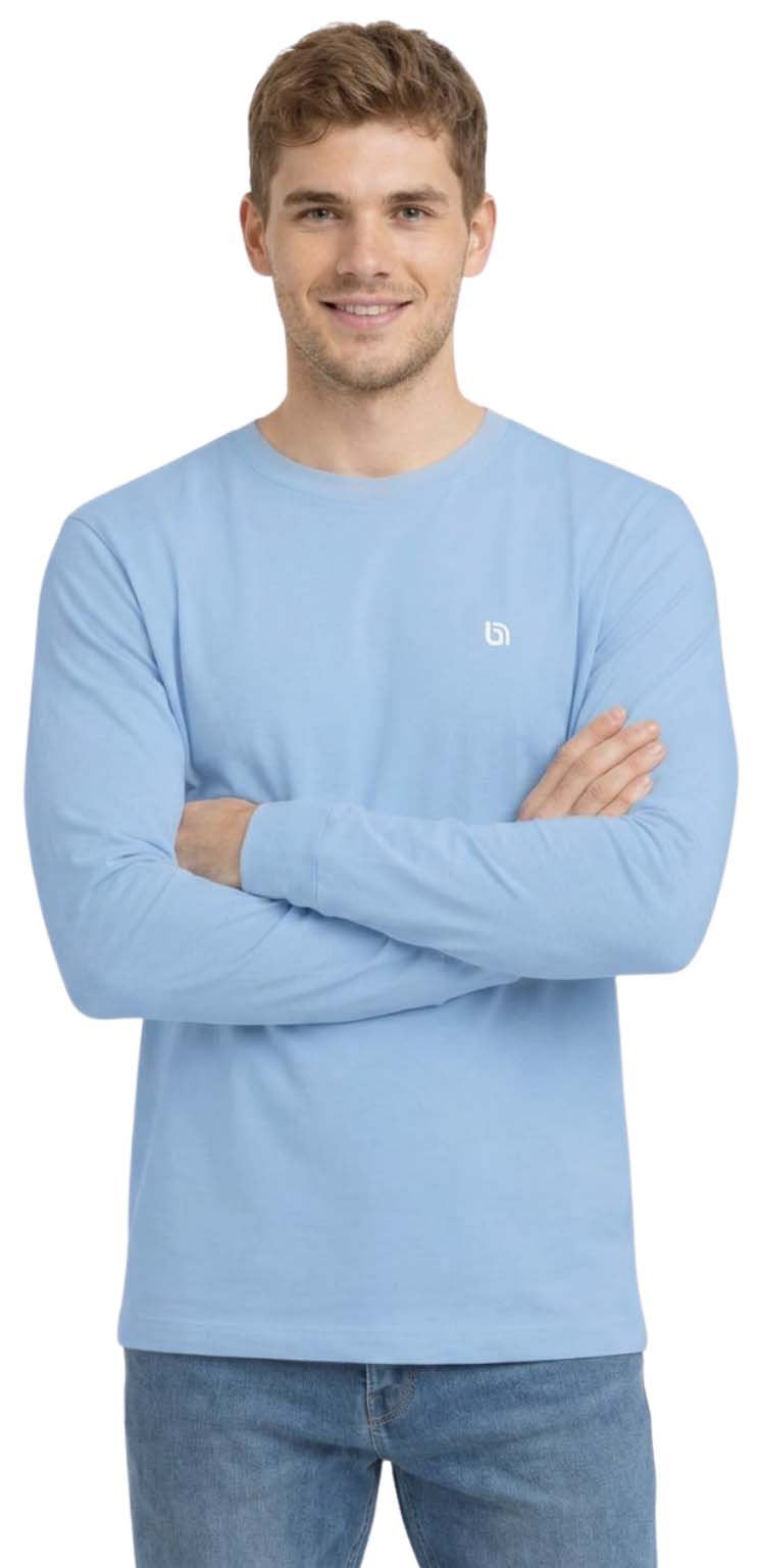Bahob® 2 Pack Men's Long Sleeve T-Shirt Top Round Neck Full Sleeve T-Shirt Soft Cotton