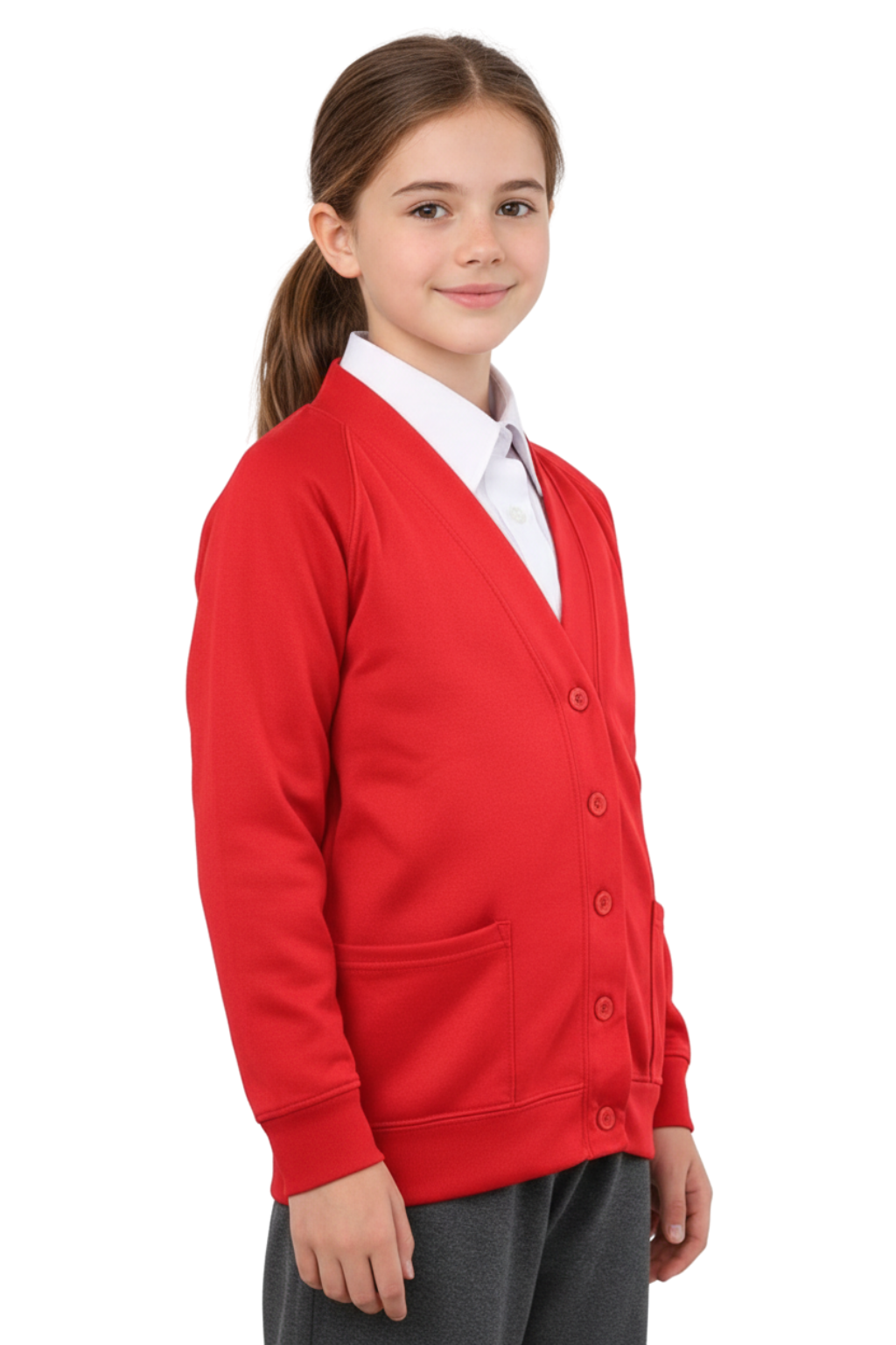 Bahob® 2 Pack Girls School Cardigan Fleece Sweatshirt Uniform School wear Shirts Crew Long Sleeve Top Pullover Jumper Round/V- Neck Age 5-14