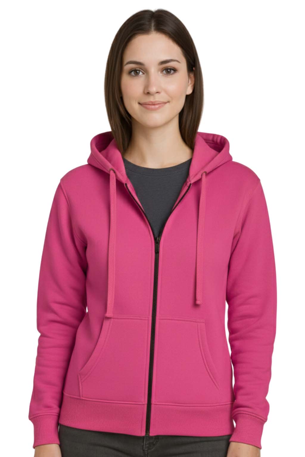 Bahob® Womens Ladies Plain Zip Up Hoodie Long Sleeve Sweatshirt Full Zip Top Soft Jumper Jacket Hoodies Top S-3XL