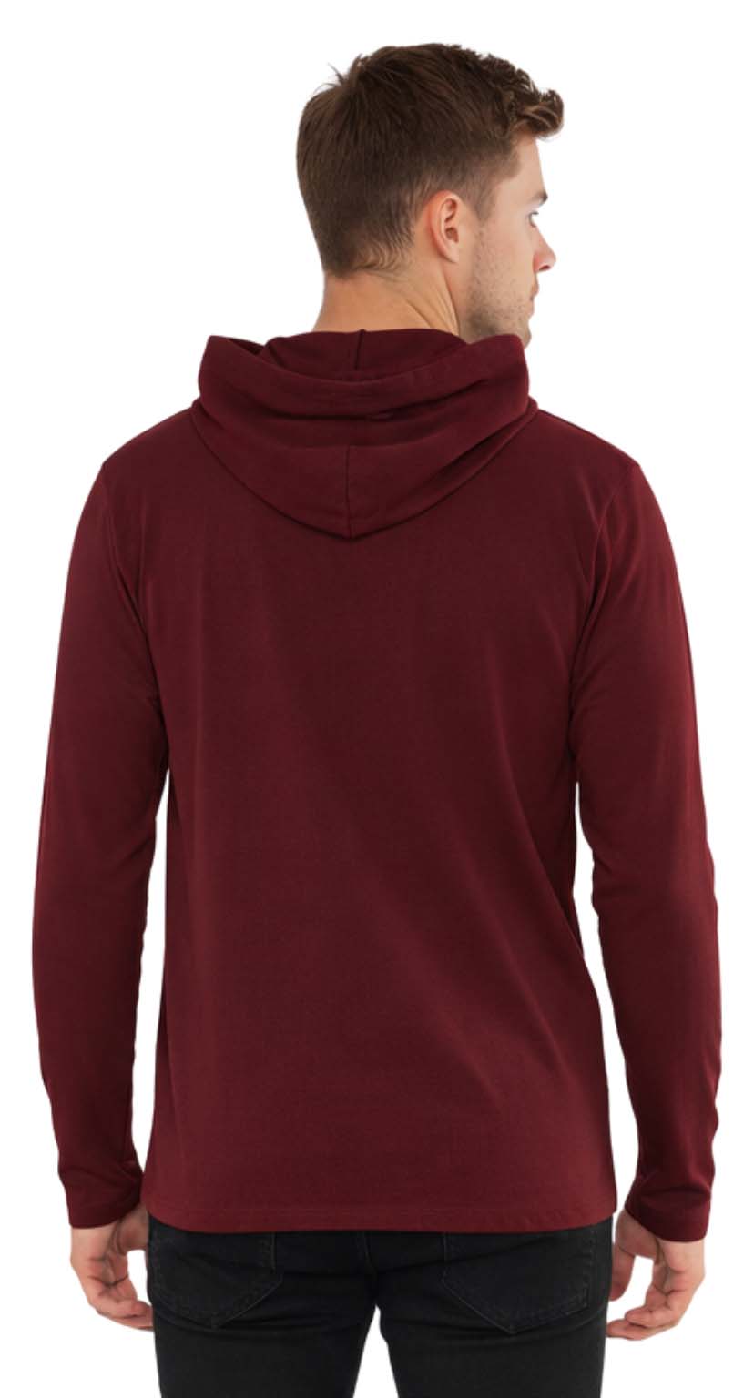 Men's Lightweight Jersey Pullover Hoodie Long Sleeve Hooded T-Shirt for Gym & Everyday Wear S-3XL