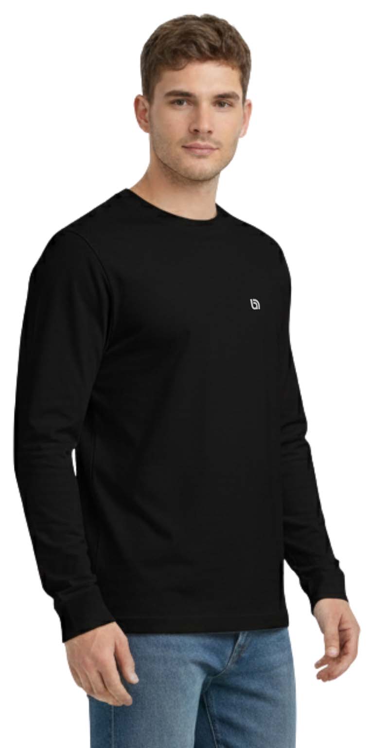 Bahob® 2 Pack Men's Long Sleeve T-Shirt Top Round Neck Full Sleeve T-Shirt Soft Cotton