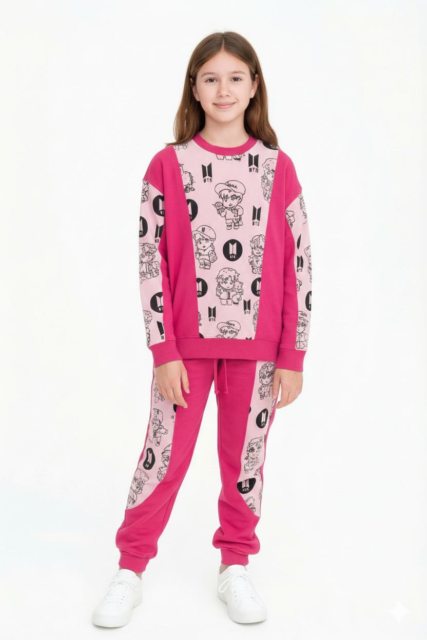 Bahob® Girls 2 Piece Sweatshirt & Jogging Bottoms Tracksuit Set