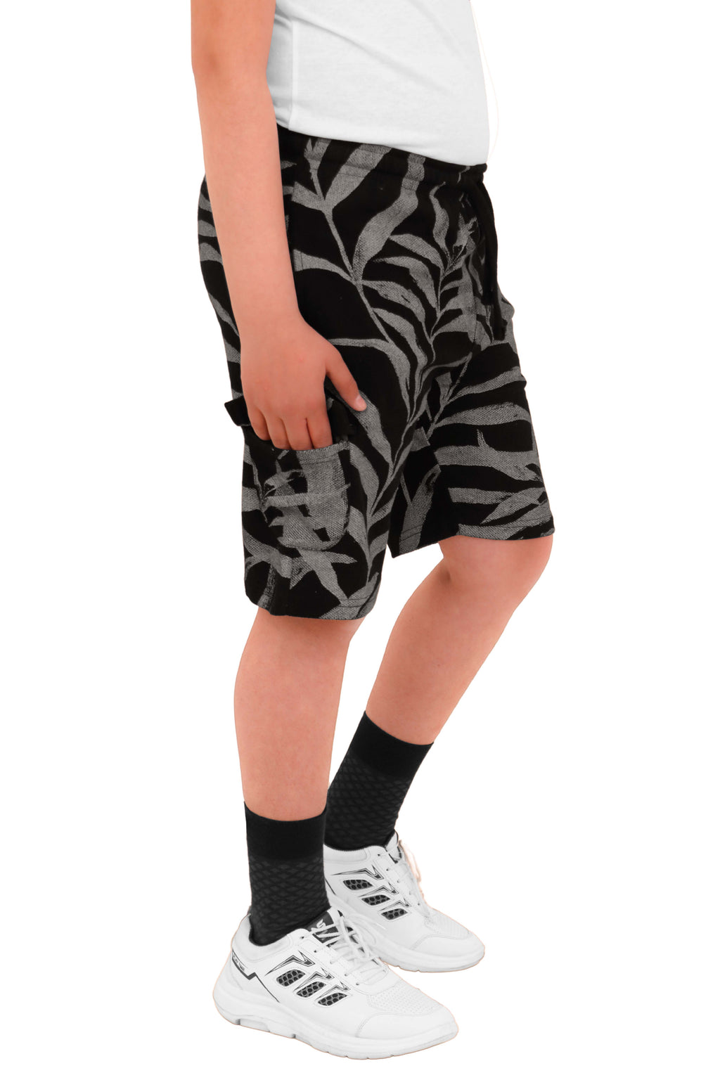 2 Pack Boys Cargo Shorts with Pockets Kids Terry Fleece Short Summer Shorts Elasticated Waistband 5-14 Years