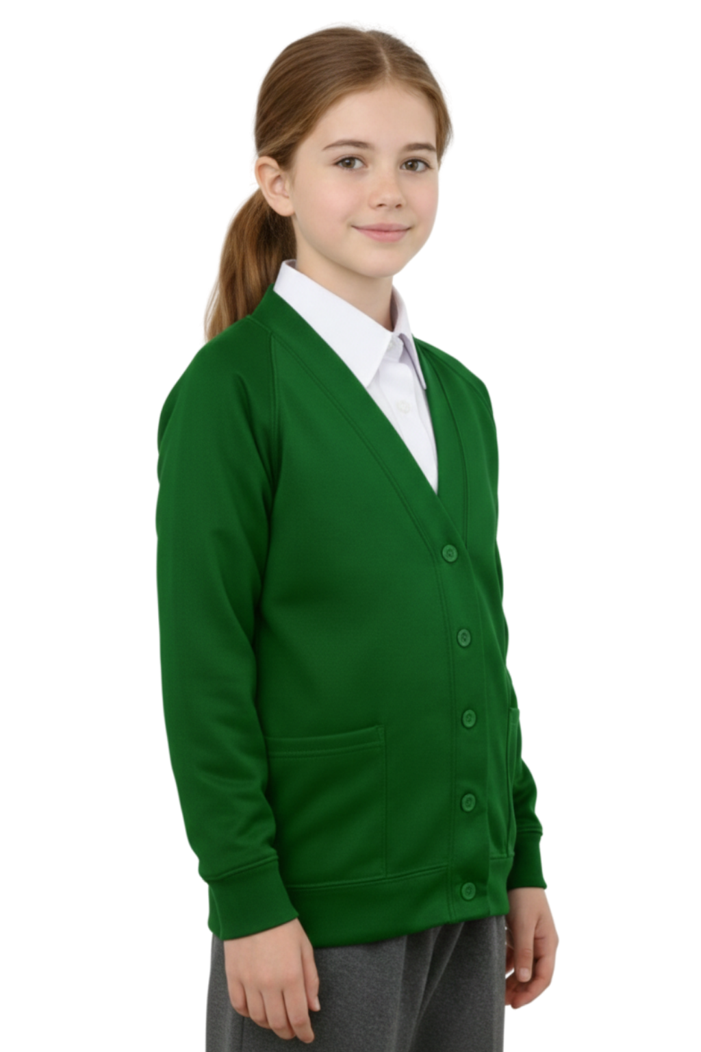 Bahob® 2 Pack Girls School Cardigan Fleece Sweatshirt Uniform School wear Shirts Crew Long Sleeve Top Pullover Jumper Round/V- Neck Age 5-14