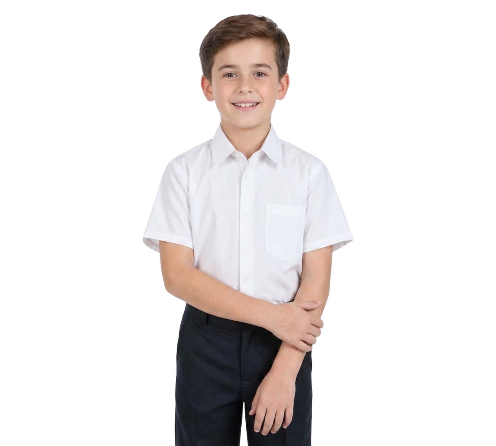 Bahob® 2 Pack Boy's School Uniform Long & Half Sleeve Button Down White School Shirts 3-14 Years