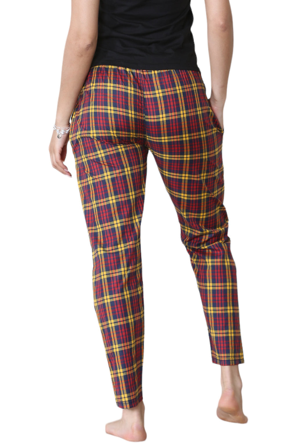 Bahob® 2 Pack Women's Check Pajama Bottom, Soft Cotton Lounge Wear Trousers Sleepwear Nightwear for Women S-XXL