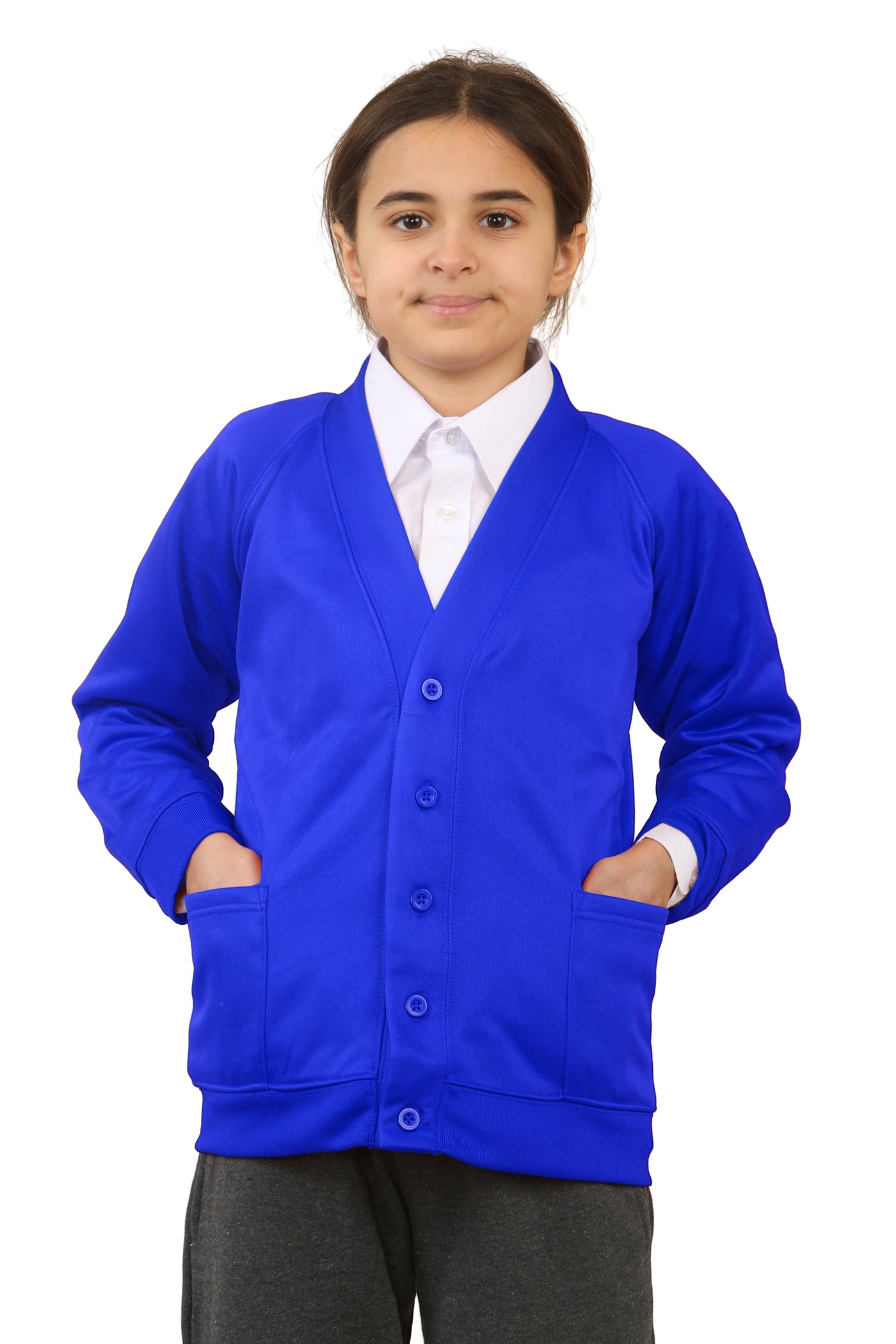 Bahob® 2 Pack Girls School Cardigan Fleece Sweatshirt Uniform School wear Shirts Crew Long Sleeve Top Pullover Jumper Round/V- Neck Age 5-14