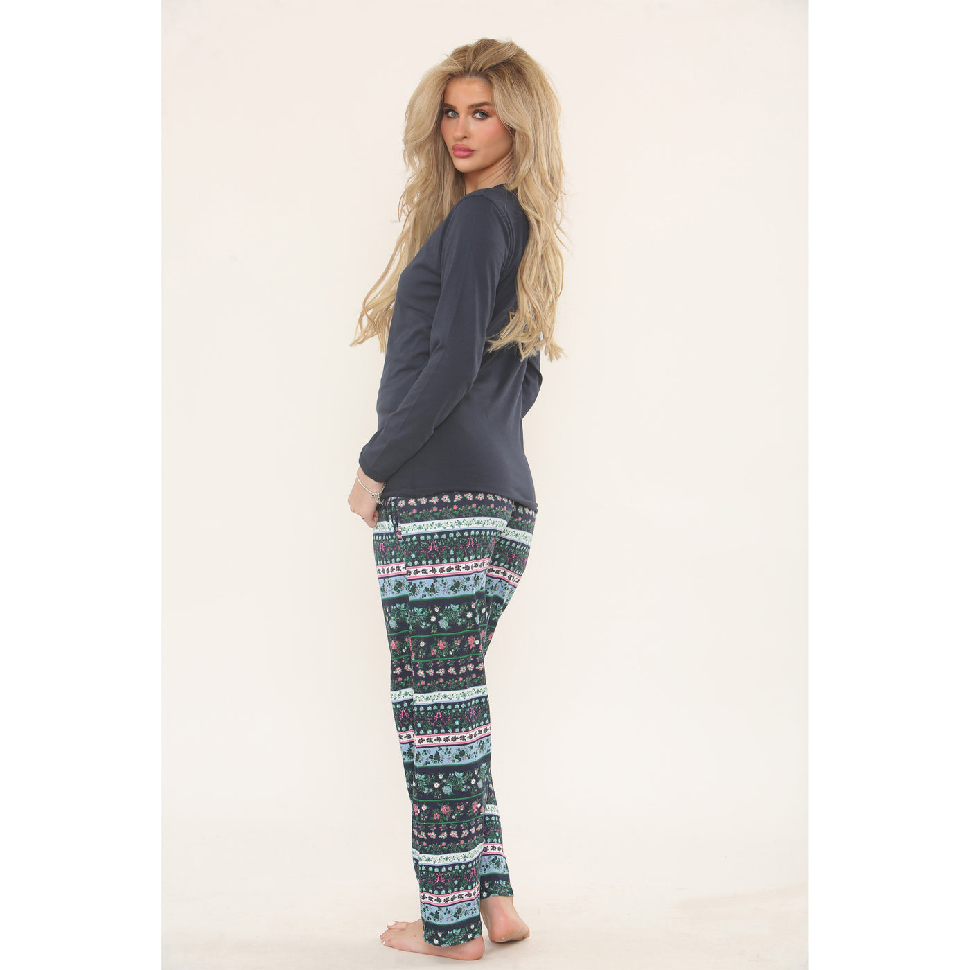 Women's Pyjamas Set Long Sleeve Soft Cotton Printing Pjs Loungewear Nightwear Sleepwear Set with Pockets Ladies Pjs Set S-XXL