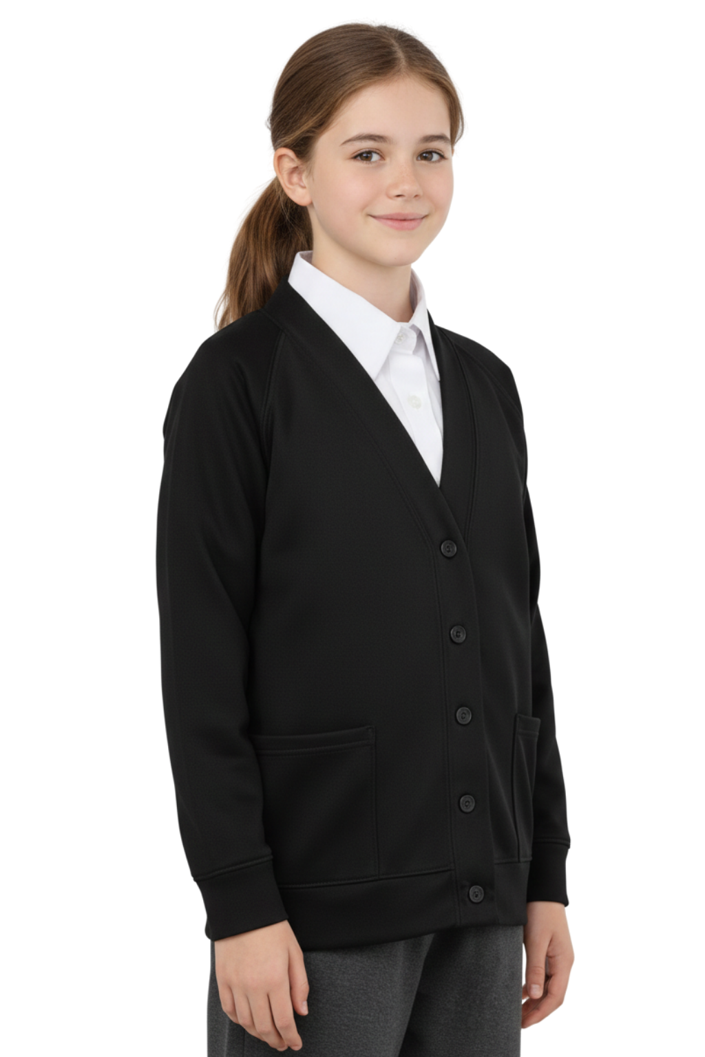 Bahob® 2 Pack Girls School Cardigan Fleece Sweatshirt Uniform School wear Shirts Crew Long Sleeve Top Pullover Jumper Round/V- Neck Age 5-14