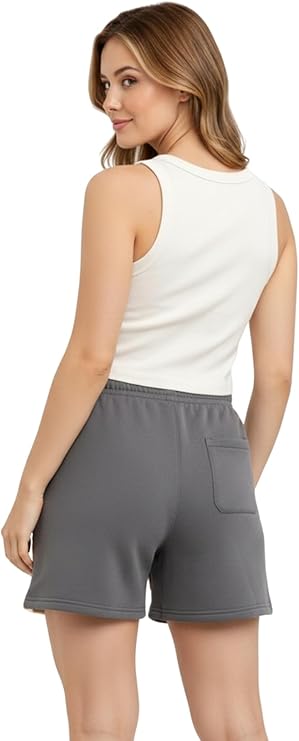 Bahob® 1 & 3 Pack Women's Fleece Short Summer Shorts with Elasticated Waistband 3 Pockets Knee Length Sweat Shorts Jogging Sport Workout Hiking Gym Athletic Running Shorts S-3XL