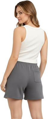 Bahob® 1 & 3 Pack Women's Fleece Short Summer Shorts with Elasticated Waistband 3 Pockets Knee Length Sweat Shorts Jogging Sport Workout Hiking Gym Athletic Running Shorts S-3XL