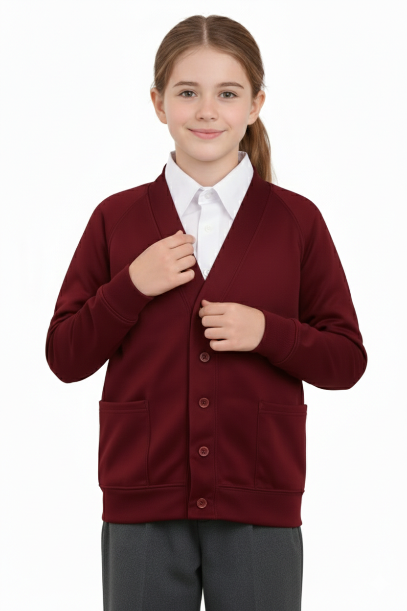 Bahob® 2 Pack Girls School Cardigan Fleece Sweatshirt Uniform School wear Shirts Crew Long Sleeve Top Pullover Jumper Round/V- Neck Age 5-14