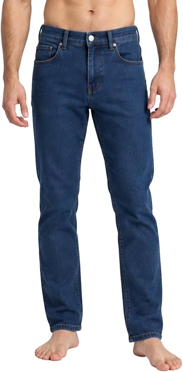 Bahob® Men's Regular Fit Stretch Denim Jeans Classic Straight Leg Casual Trousers with 5 Pockets Zip Fly & Belt Loops for Everyday Wear