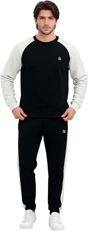 Bahob® Mens Tracksuit Set 2 Piece Sweatshirt and Joggers for Men Fleece Tracksuit Sets Gym Casual Exercise Running Sport Lounge Wear