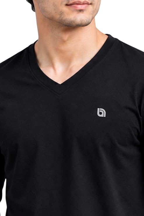 Bahob®2 Pack Men's Long Sleeved T-Shirt V Neck T-Shirts Comfortable Tops for Men Soft Cotton S-3XL
