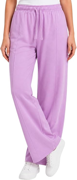 Bahob® Women's Wide Leg Pants Trousers for Women Soft Terry Fleece Linen Lounge Pyjama for UK Ladies S-XXL
