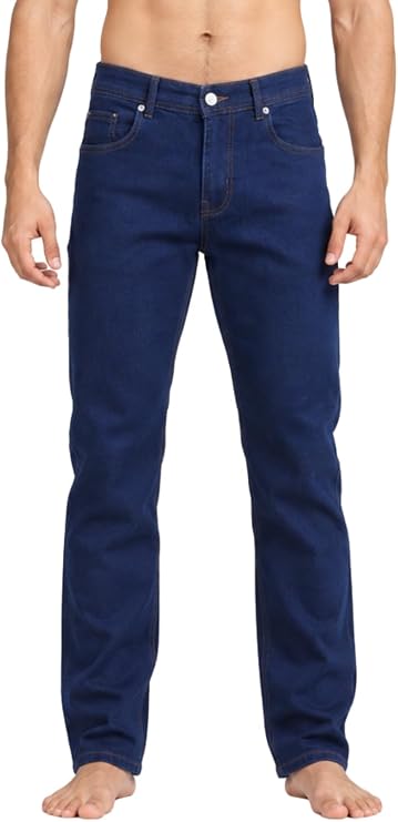 Bahob® Men's Regular Fit Stretch Denim Jeans Classic Straight Leg Casual Trousers with 5 Pockets Zip Fly & Belt Loops for Everyday Wear