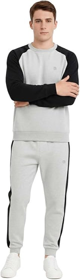 Bahob® Mens Tracksuit Set 2 Piece Sweatshirt and Joggers for Men Fleece Tracksuit Sets Gym Casual Exercise Running Sport Lounge Wear