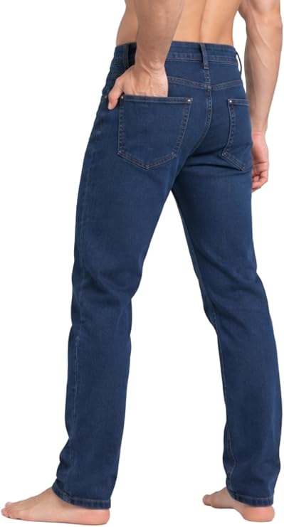 Bahob® Men's Regular Fit Stretch Denim Jeans Classic Straight Leg Casual Trousers with 5 Pockets Zip Fly & Belt Loops for Everyday Wear