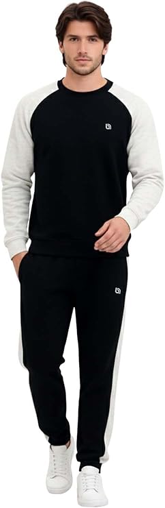 Bahob® Mens Tracksuit Set 2 Piece Sweatshirt and Joggers for Men Fleece Tracksuit Sets Gym Casual Exercise Running Sport Lounge Wear
