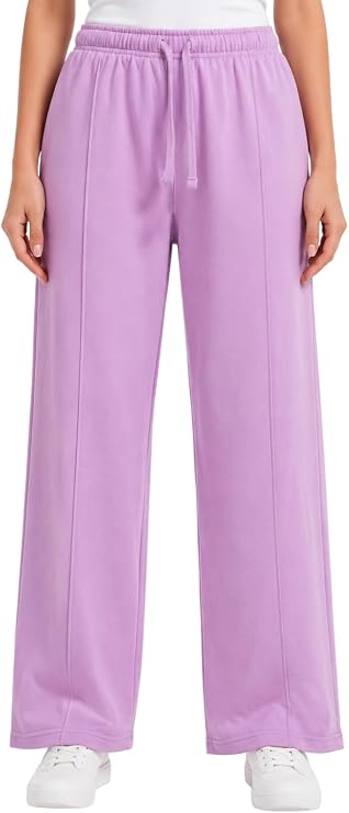 Bahob® Women's Wide Leg Pants Trousers for Women Soft Terry Fleece Linen Lounge Pyjama for UK Ladies S-XXL