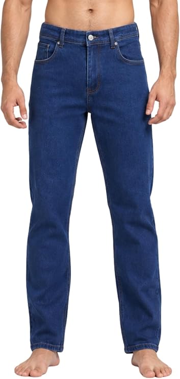 Bahob® Men's Regular Fit Stretch Denim Jeans Classic Straight Leg Casual Trousers with 5 Pockets Zip Fly & Belt Loops for Everyday Wear