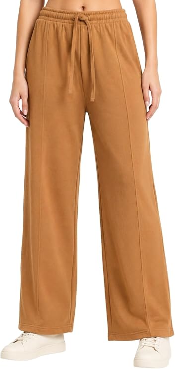 Bahob® Women's Wide Leg Pants Trousers for Women Soft Terry Fleece Linen Lounge Pyjama for UK Ladies S-XXL