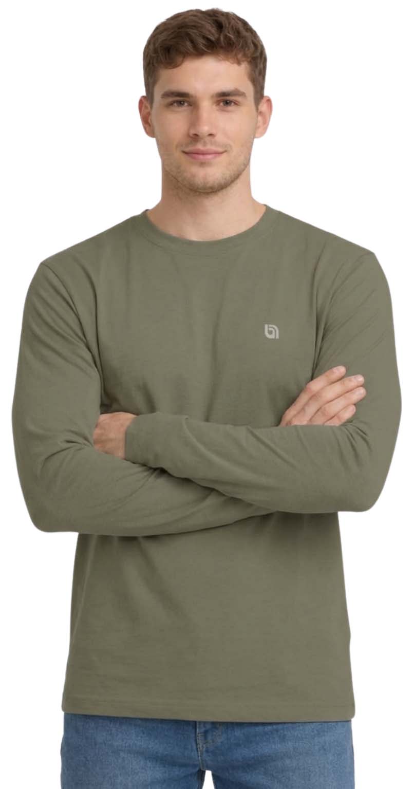 Bahob® 3 Pack Men's Long-Sleeved T-Shirt Round Neck T-Shirts Comfortable Crewneck Neck Tops for Men Soft Cotton S-3XL