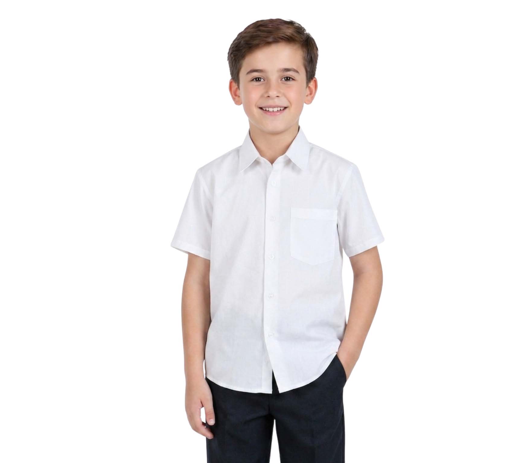 Bahob® 2 Pack Boy's School Uniform Long & Half Sleeve Button Down White School Shirts 3-14 Years