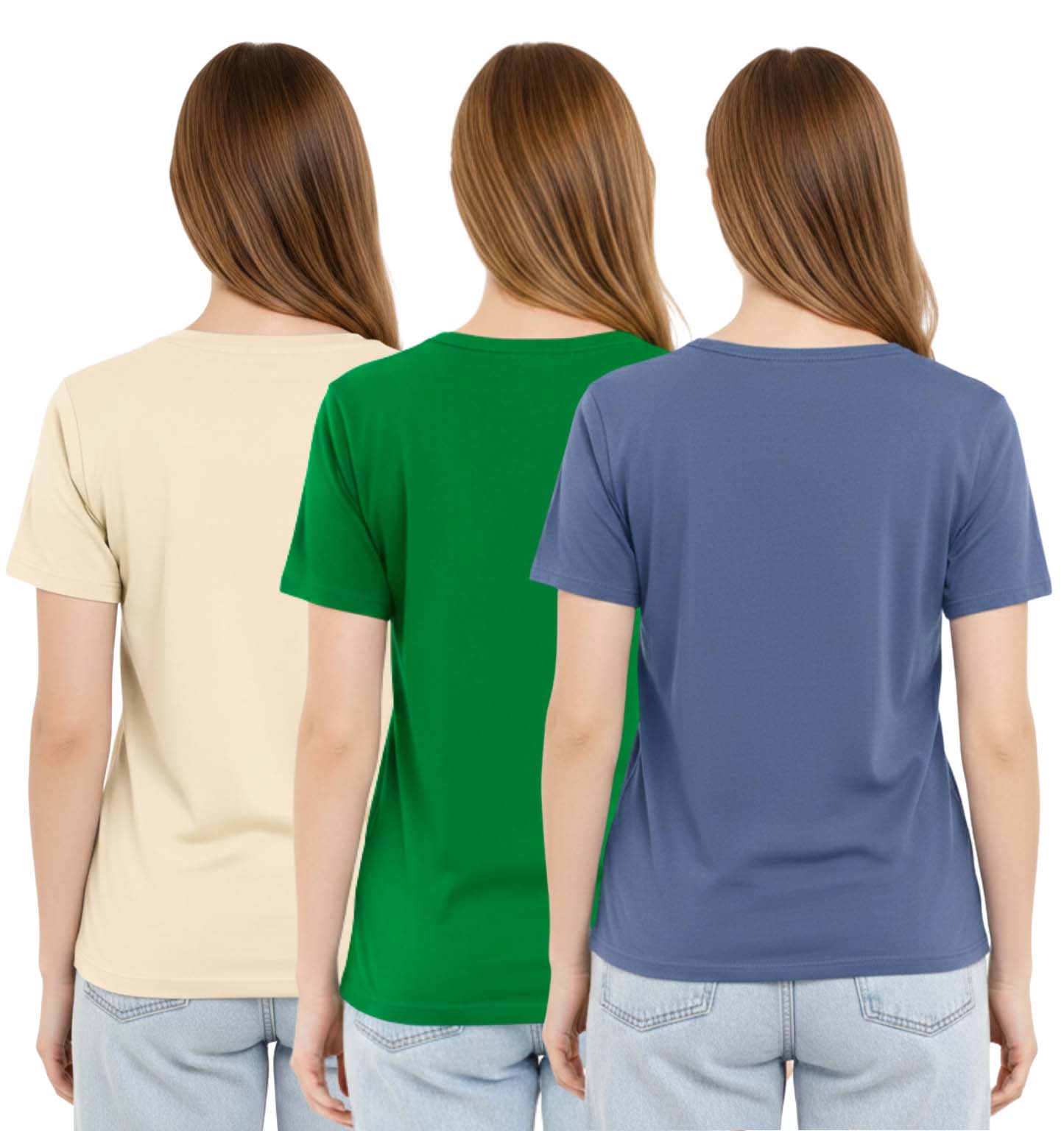 Bahob® 3 Pack Women's Classic-Fit Short-Sleeve Crew neck Plain Cotton T-Shirt S-XXL