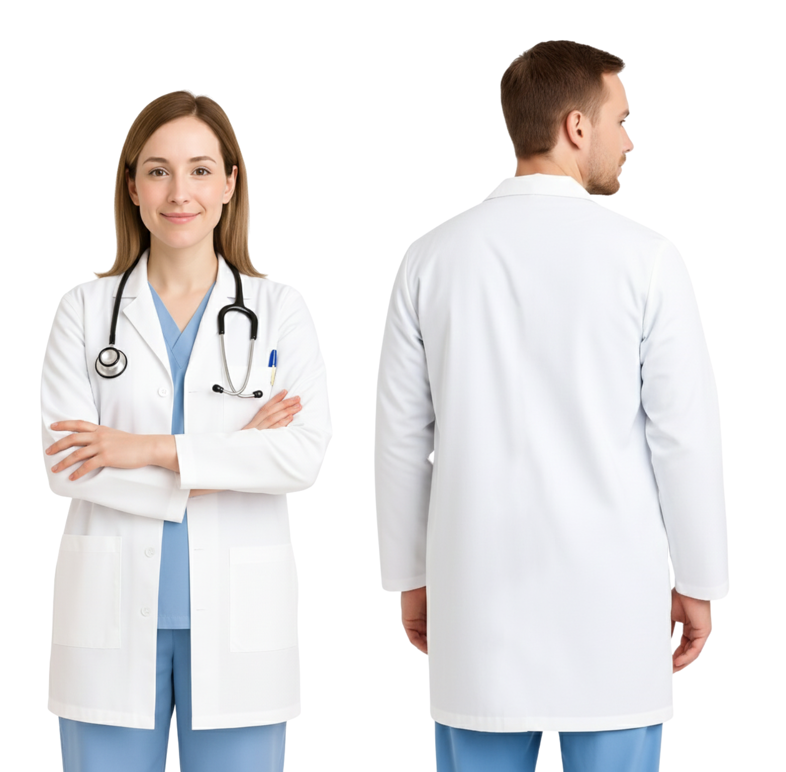 White Medical Coat Long Sleeved Unisex Lab Coat for Men and Women Doctors S-XXL